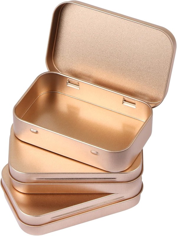 MIDELONG 3 Pack Metal Rectangular Hinged Tins Box with Lid Mini Portable Box