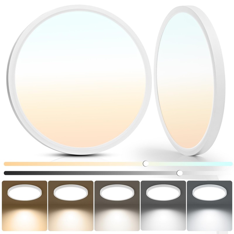2-Pack 12 Inch Dimmable LED Flush Mount Ceiling Light – 24W 2640LM Ultra S
