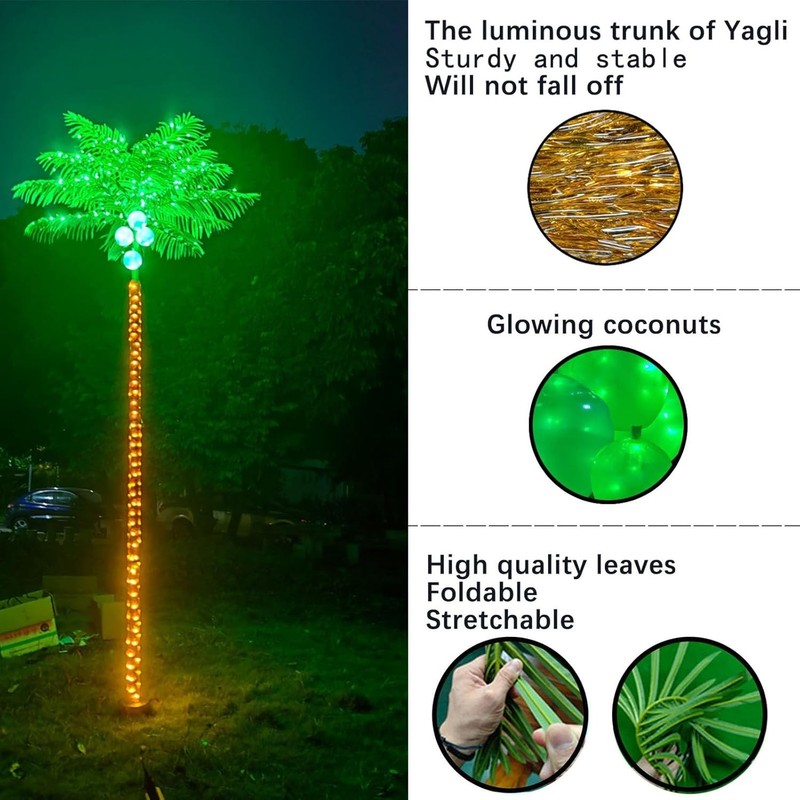Palm Trees for Outside Patio, 9.5Ft 305 LED Lighting Artificial Palm Tree with C gallery
