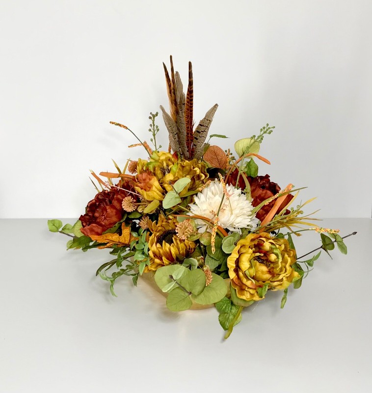 FALL EARTH TONE COLORS FLOWERS THANKSGIVING CENTERPIECE TABLE DECORATION GIFT gallery