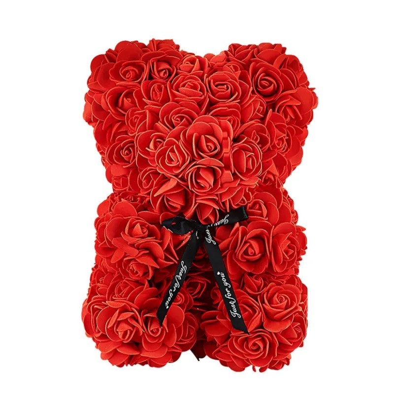 Artificial Rose Teddy Bear Eternal Flower Gift for Mom Valentine Birthday Decor