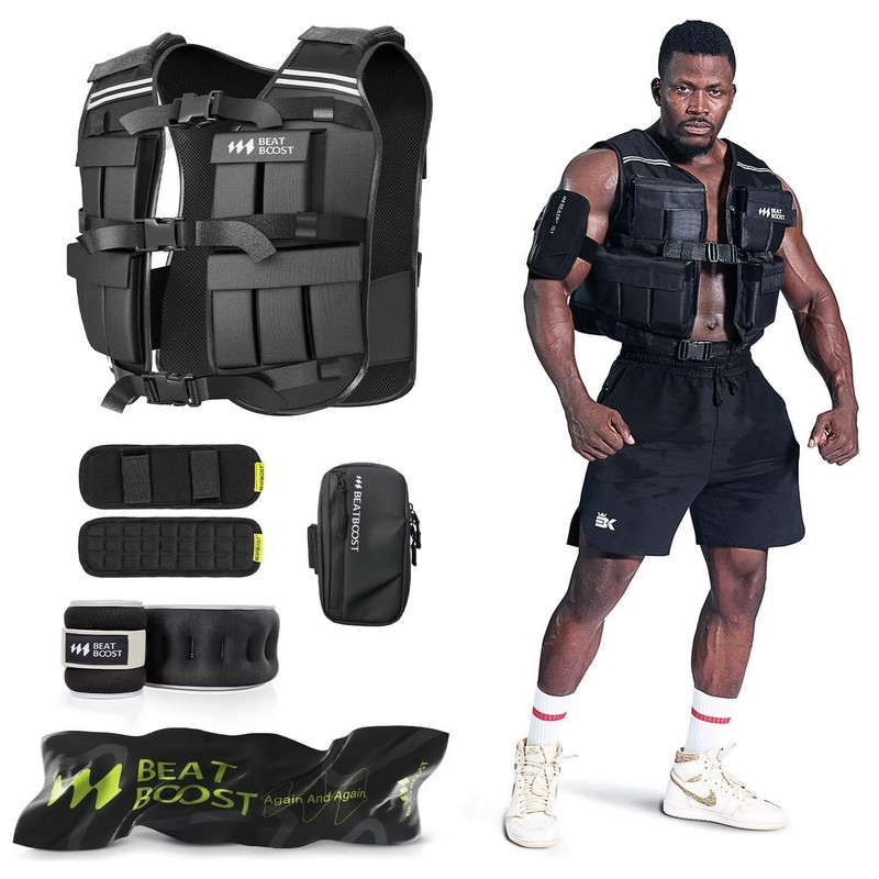 BeatBoost Weighted Vest Men 22lb/35lb Adjustable Weights with Ironsand for Wa...