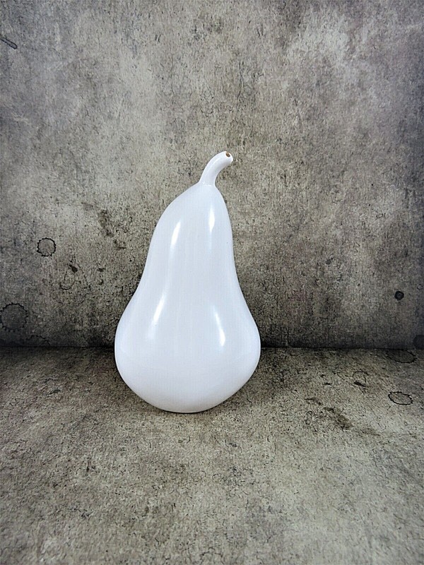 Pier 1 White Hollow Ceramic Pear 5 Inches High Life Size Shiny Finish Home Décor