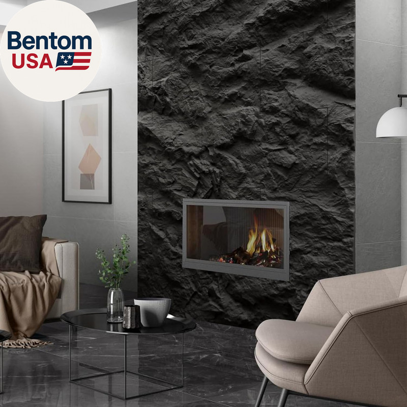 3D Faux Stone Wall Panels, 4 PCS PU Wainscoting Panel for Interior Wall Decor, C gallery