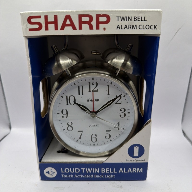New Sharp Twin Bell Alarm Clock – Classic Stainless Steel Clock **Sealed