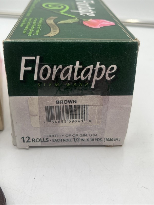 Vintage Floratape Stem Wrap 32 Roll Lot 25 Brown, 2 Red, 5 White New In Box gallery