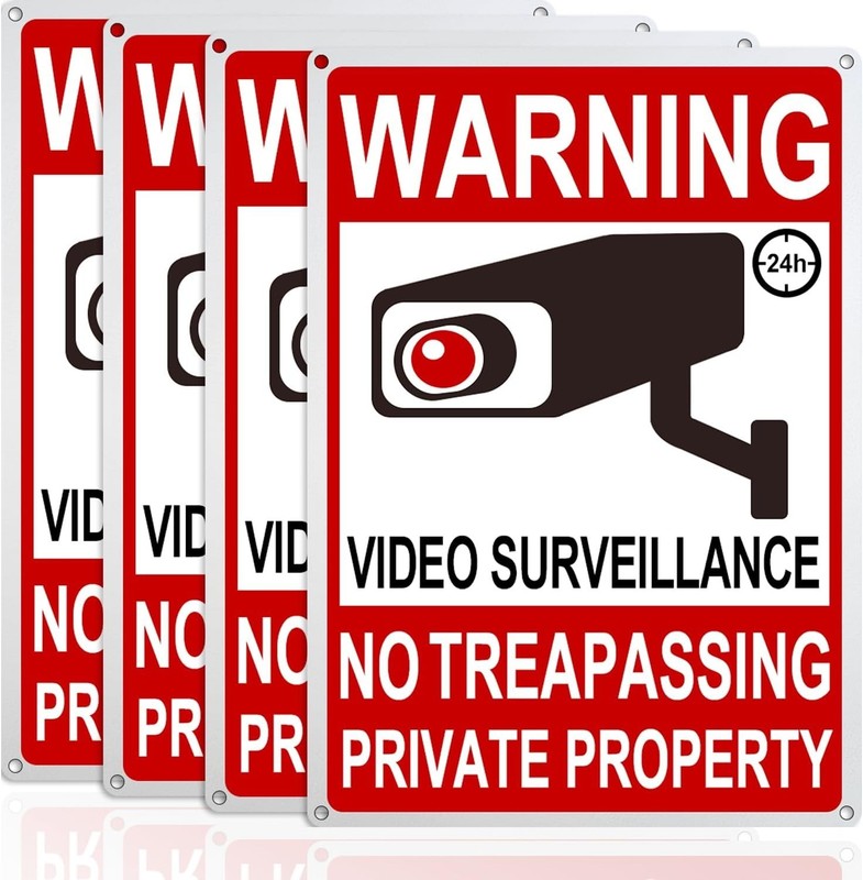 4 Pack Large No Trespassing Signs Private Property, 8X12 Inch Rust Free Aluminum