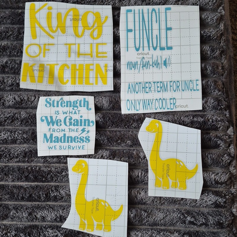 Cricut Yellow Blue Vinyl Decal Words Dinosaur for Wall Window Cup Adults Kids