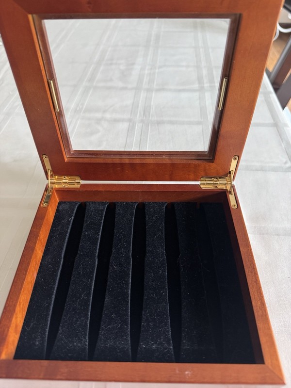 Wood Glass Shadow Box Display Case Miniature for Table With Insect Brooches 7x6 gallery
