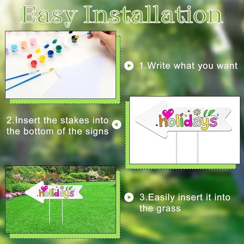 Blank-Arrow-Signs Bulk with Stakes 3 Pack 17 x 6 Inches Wedding Directional Yard gallery