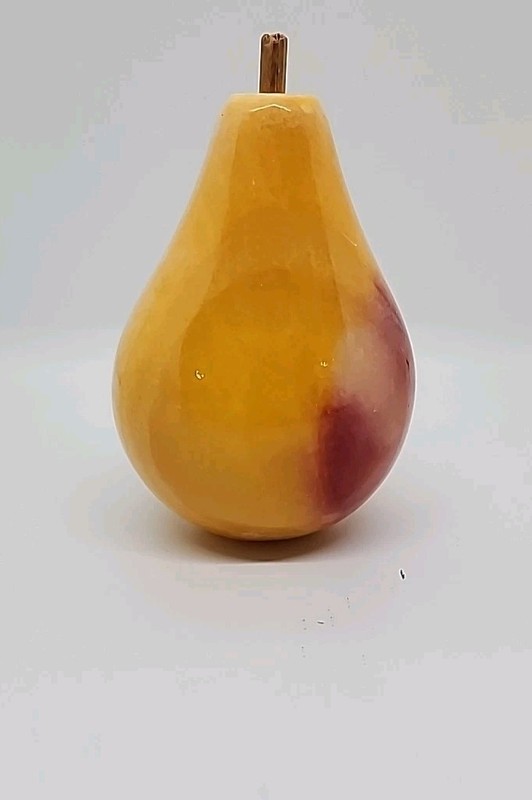 Vintage Red and Yellow Stone Fruit Pear Approximately 4″ With Stem
