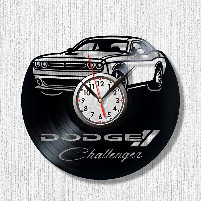 Wall clock Dodge Challenger clock Car clock Vinyl clock Black wall clock