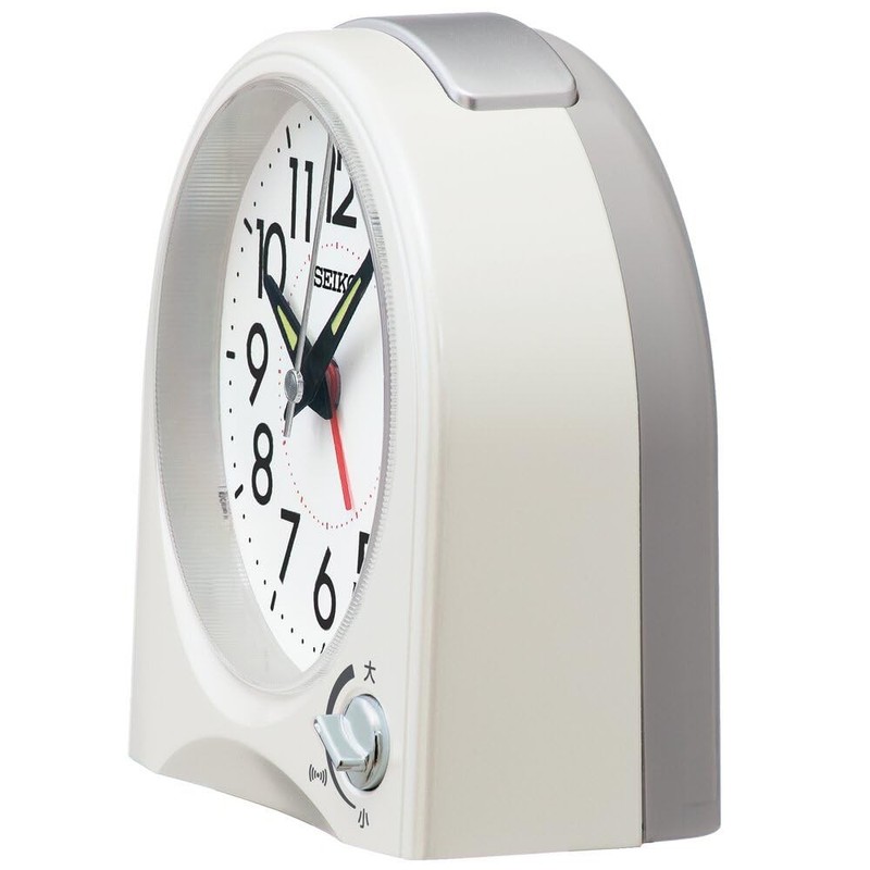 Seiko Clock Alarm Clock, Table Clock, Analog, White Pearl, 115 x 115 x 55 mm gallery