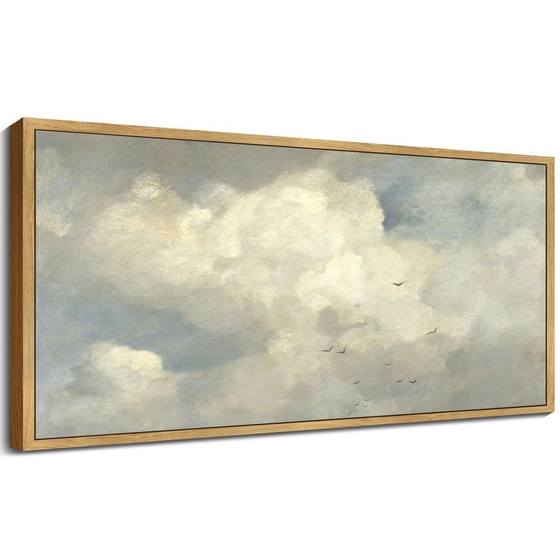 Vintage Landscape Framed Wall Art Retro Sky Cloud Nature Classic Paints Rusti…
