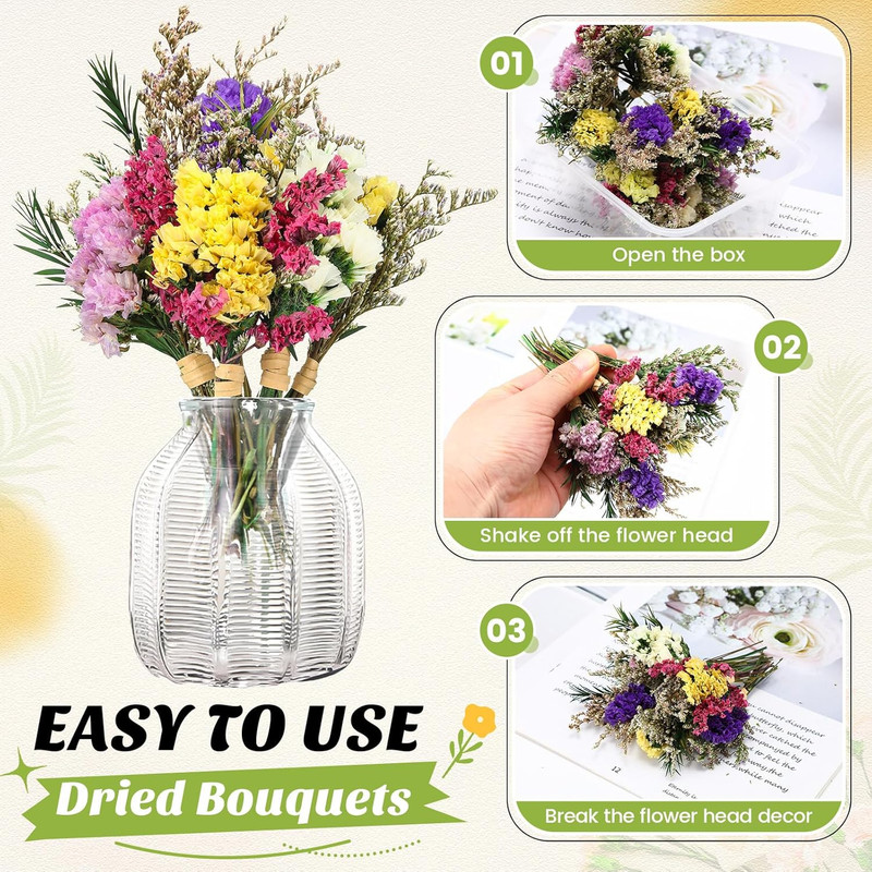 30 Pcs Mini Dried Floral Bouquets with Stem for Vase, Wedding, DIY Decor gallery