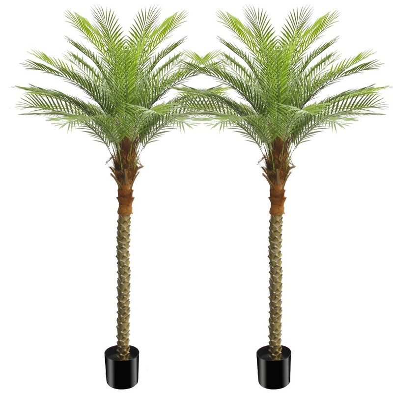 2 Pack 7ft Artificial Areca Palm Tree, Fake Tropical Palm Plant Indoor Outdoor