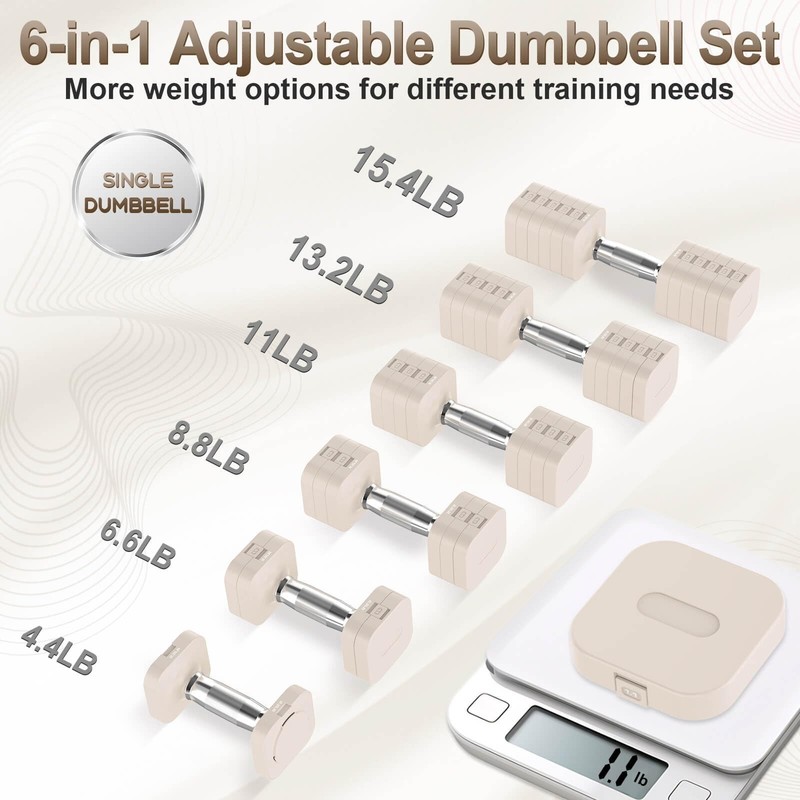 30.8LB Adjustable Dumbbell Set, Each Adjustable Weight Dumbbell with 6 Levels... gallery