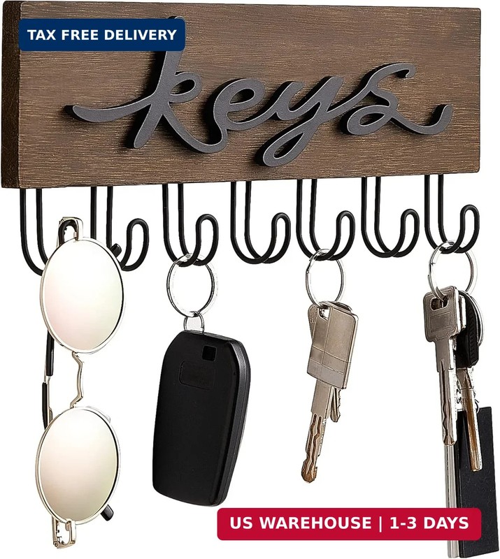 Mkono Key Holder for Wall Decorative with 7 Hooks, Wall Mounted Keys Hanger Orga