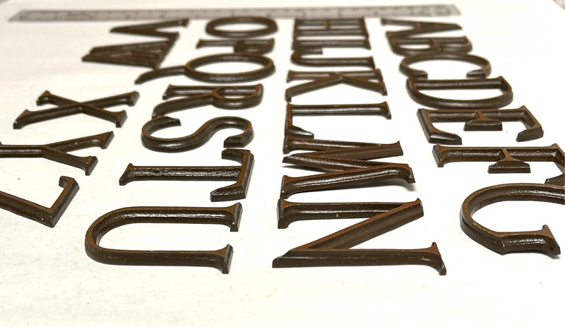 Solid Cast Bronze Letters, Shiny Burnished Brushed Fronts, 1-15/16" H gallery