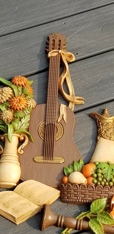 Dart Ind 3D Wall Plaque Violin Guitar Candles Flowers Chalice Wine Books Music gallery