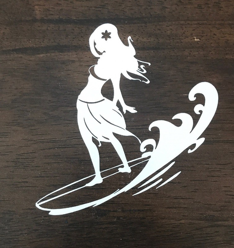 Surfer Girl Sticker Decal – Hawaii Surf Waves Tropical Surfing Beach Surfboard