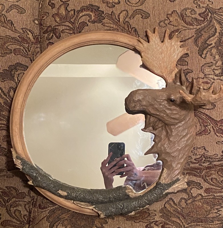 Rustic Cabin Round Moose Mirror