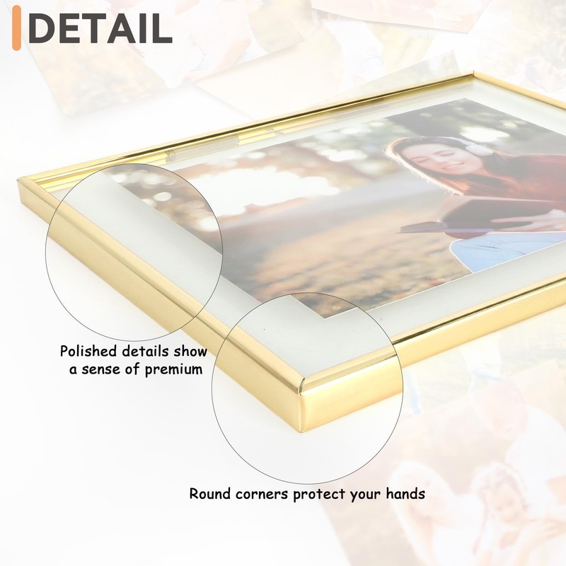 Gold Wall Floating Frame 8x10 Inch Wall Mount Leaning Fits 6x8/5x7/4x6 In gallery