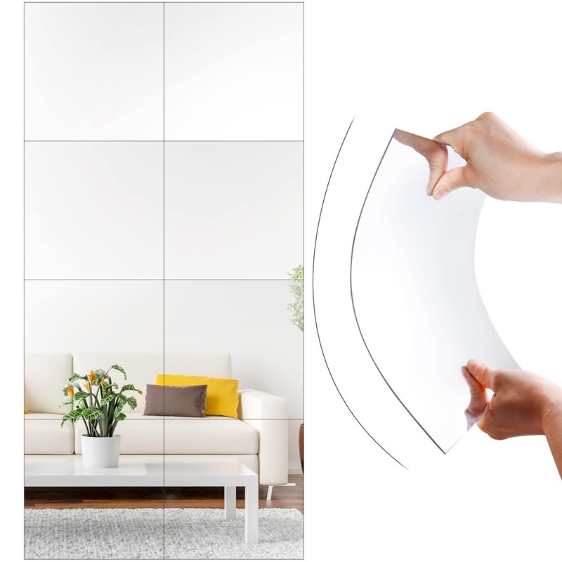 Shatterproof Full Body Wall Mirror Tiles, 8PCx12x12 Acrylic Tiles for Bedroom…