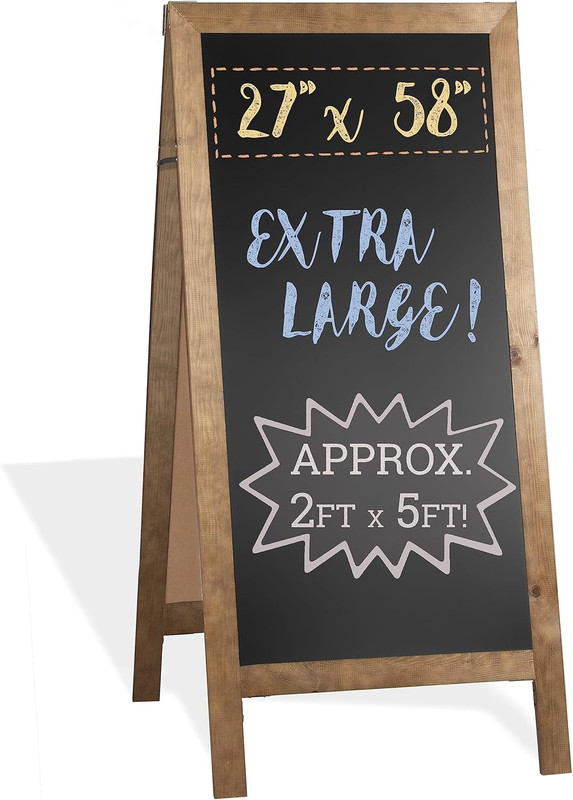 A-Frame Chalkboard Sidewalk Sign – 58 X 27 Inches, Folding Standing Sandwich Sig