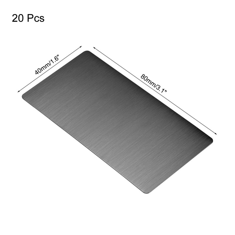 Metal Business Card 80x40x0.4mm Brushed Stainless Steel 201 Plate 20pcs gallery