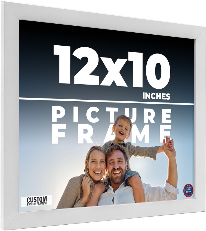 12×10 Frame White Real Wood Picture Frame Width 0.75 inches | Interior Frame Dep