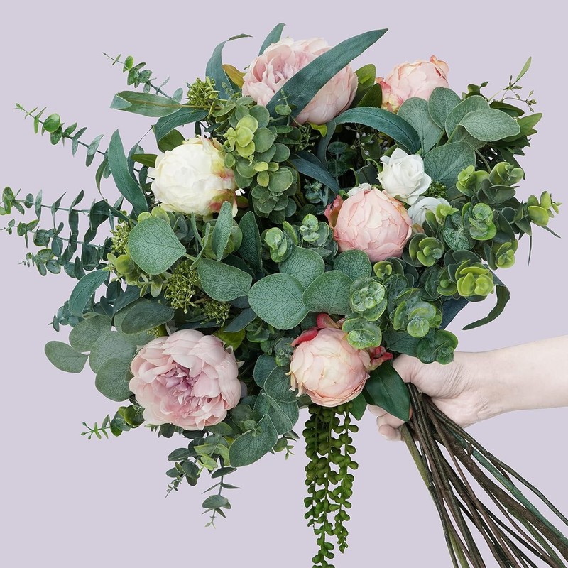 20PCS Mixed Artificial Eucalyptus Leaves with White Seeds Stems for Wedding Deco gallery