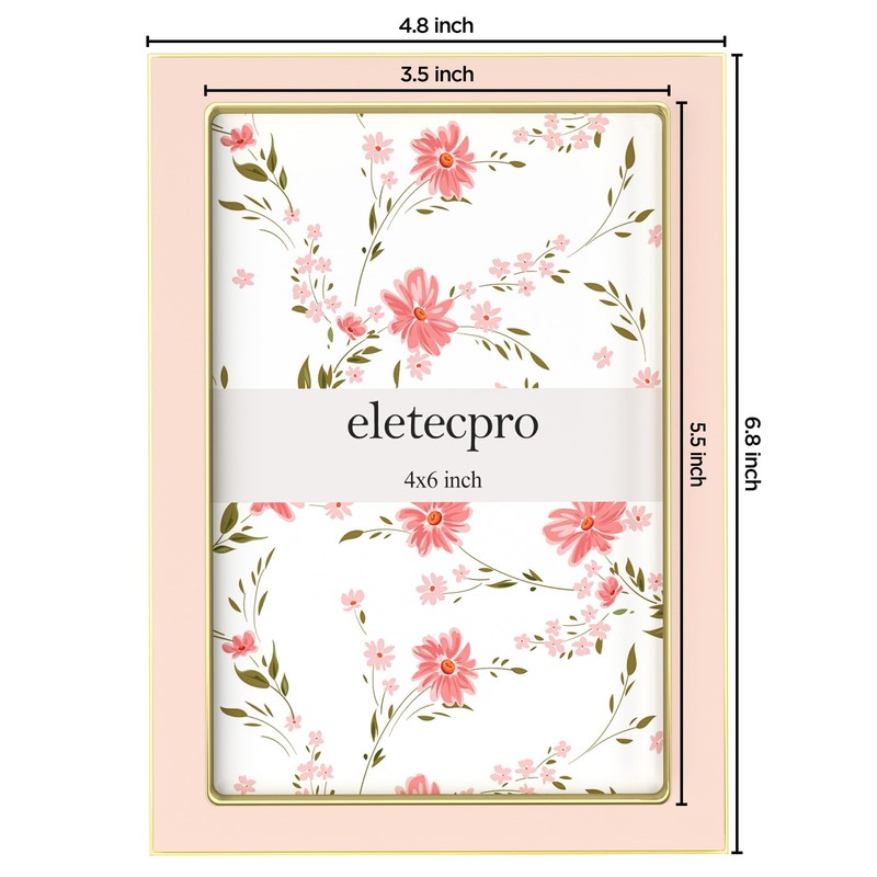 4x6 Enamel Picture Frame with Real Glass Cover, 1 Pack Pink Photo Frame with ... gallery