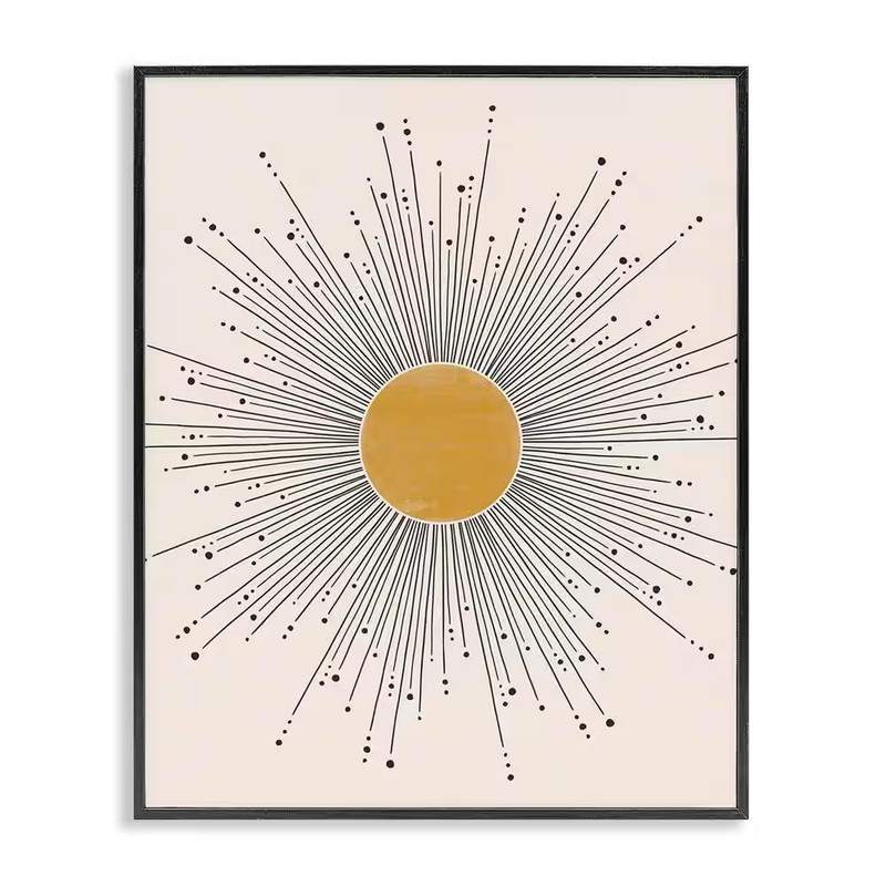 Art Deco Summer Sun Geometric Line Bursts by JJ Design House LLC Black Framed Gi