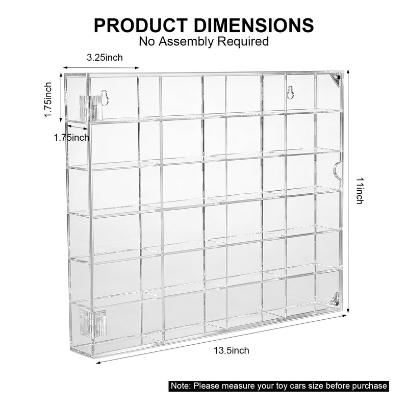 Wall Mount Acrylic Display Case 1/64 Scale for Hot Wheels, 6-Tier 24 Slots To... gallery