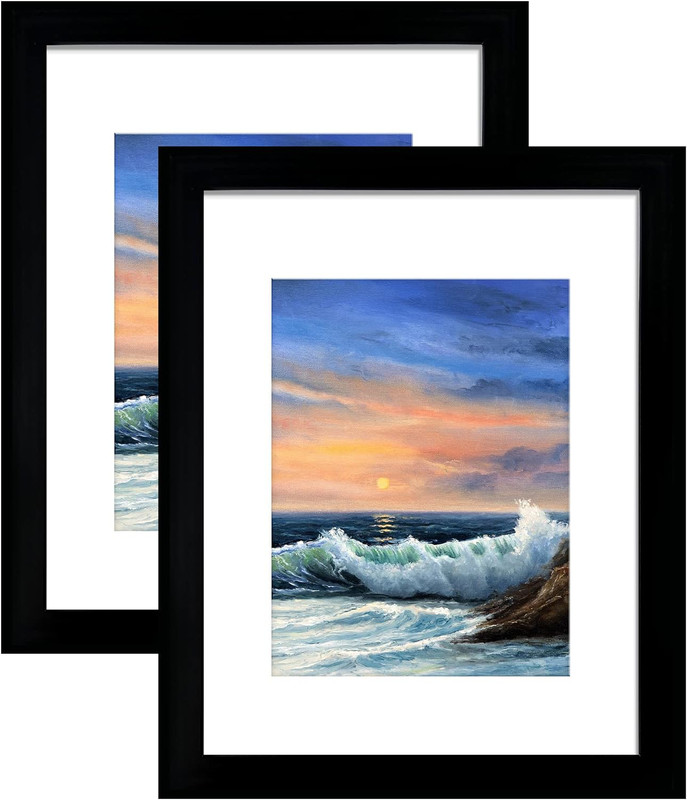 16×20 Picture Frame Set of 2 Black, Display 11×14 with Mat or 16×20 Without Mat