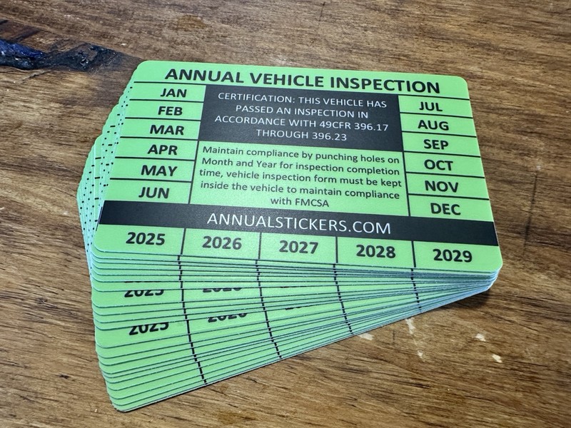 20 Pack Annual Vehicle Inspection Decal Sticker Trucks Trailers Semi Dot green