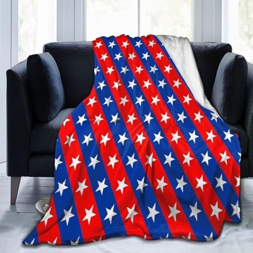 Patriotic Stars Fleece Blanket 50"x 40", Red White Blue 50"x40" Black3-3 gallery