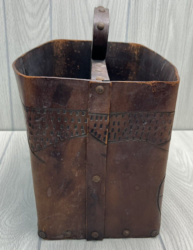 Vintage Hand Tooled Leather Magazine Holder With Handle Peru gallery