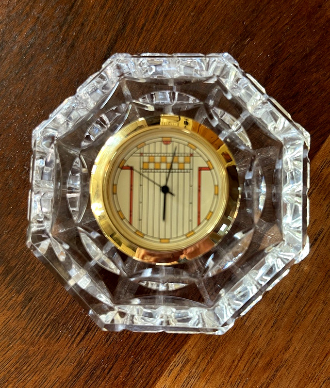 Waterford Crystal Clock 5” Octagon Desk Mantle Frank Lloyd Wright Works Ireland