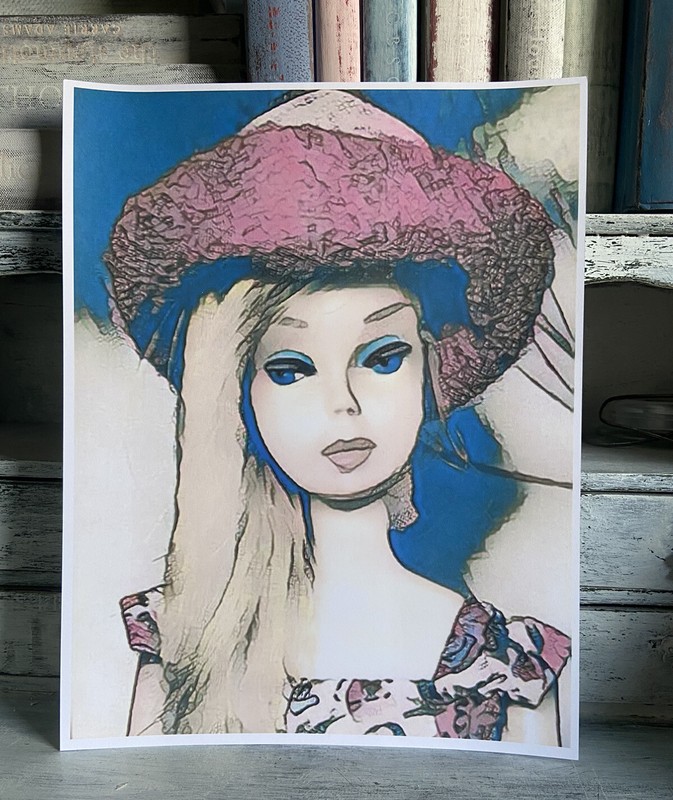 Retro Barbie Portrait Art Print 8×10