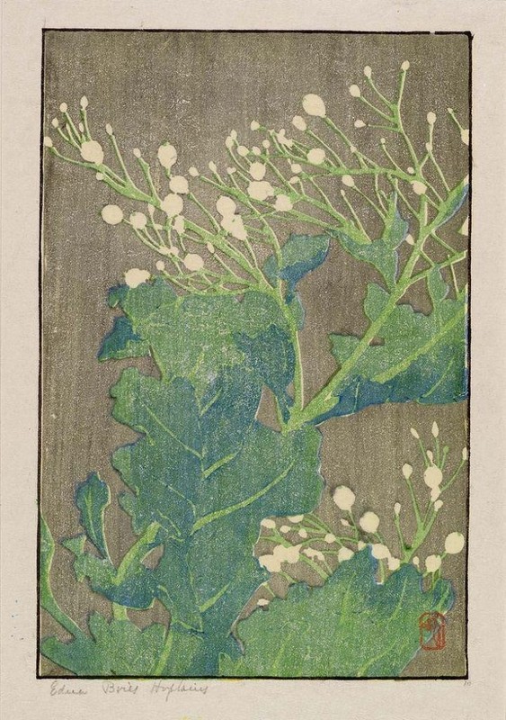Sea Cabbage by Edna Hopkins – Color Woodcut – Arts & Crafts Decor Print