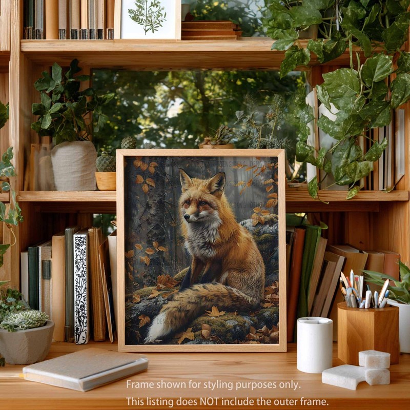 Red Fox Autumn Forest Oil Painting Giclée Print On Canvas, Home Wall Art Decor gallery