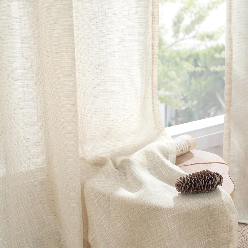 Linen Kitchen Window Curtains Over Sink - 36 Inch Length Cafe Drapes Semi Sheer gallery