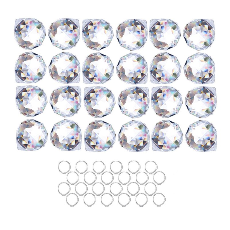24Pcs 20mm Clear Crystal Ball Prisms for Suncatchers and Window Decor