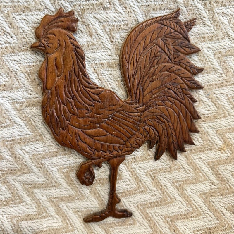 Vintage Wooden Rooster Wall Plaque Farm Country Decor gallery