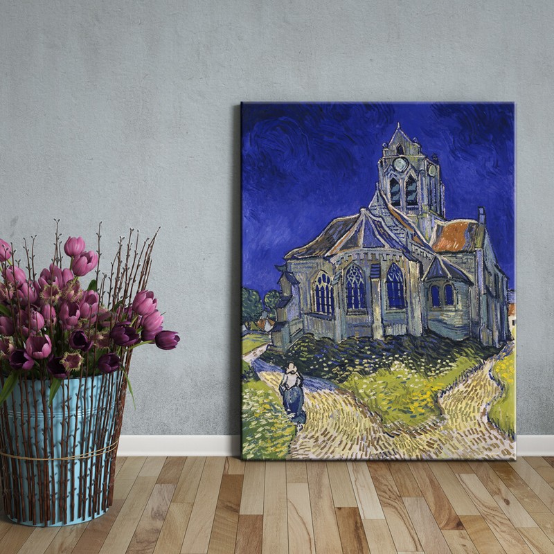 Canvas Print Van Gogh Painting Repro Picture Wall Art Home Decor Church at Auver gallery