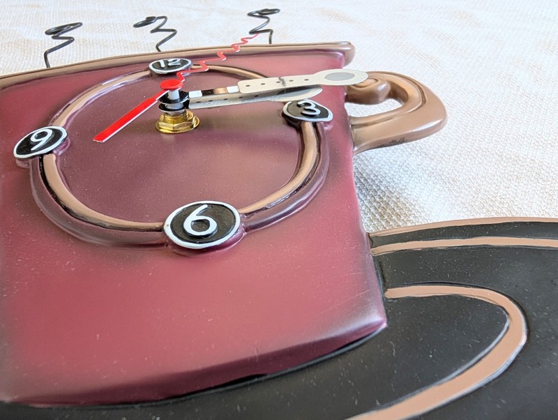 Allen Designs Whimsical Wall Clock Coffee Cup w/ Pendulum Cozy Cafe Kitchen gallery