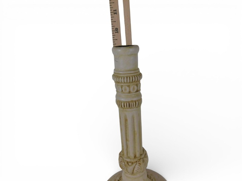 Beige Stone Candlestick Holder Traditional Column Floral Birds Home Decor Accent gallery
