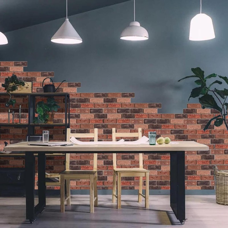 10Pack 3D Wall Panels Brown Grey Stick Brick Wallpaper Peel and Stick Faux Stone gallery